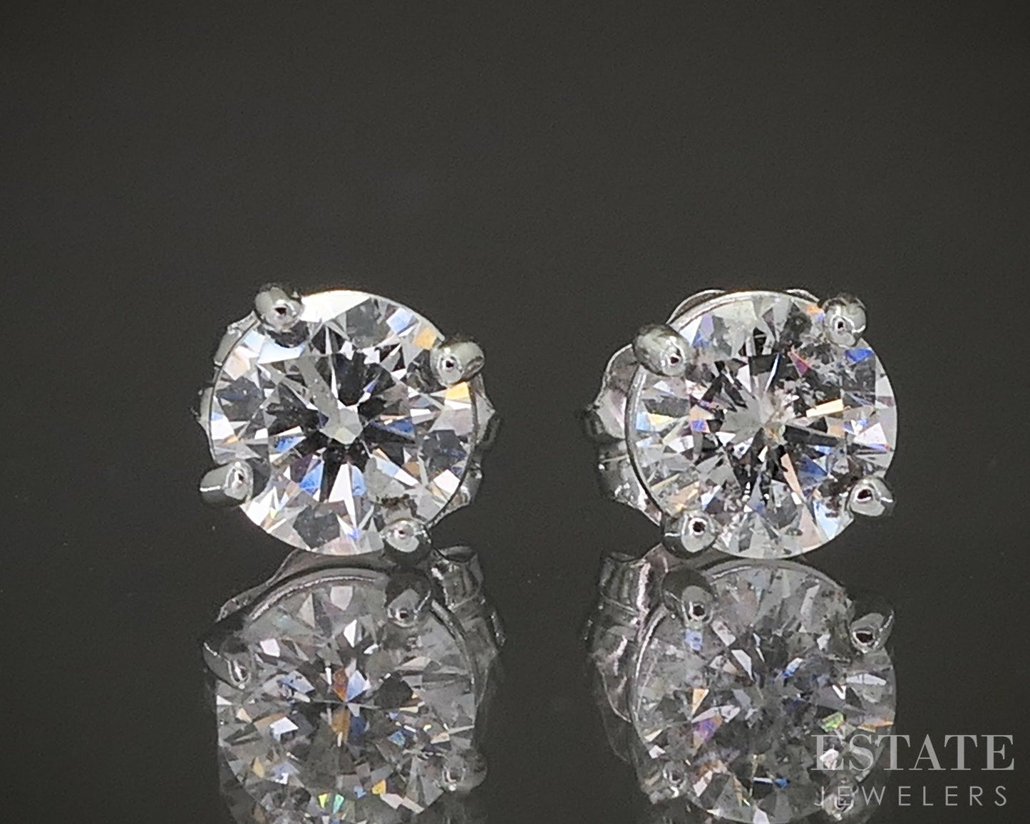 14k White Gold Round Natural .60ctw Diamond Stud Earrings p23046