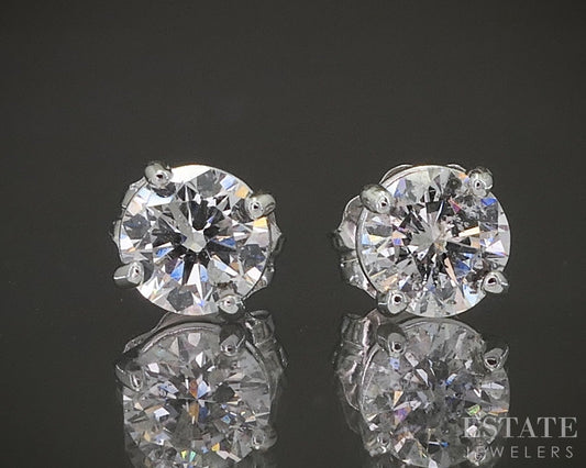 14k White Gold Round Natural .60ctw Diamond Stud Earrings p23046