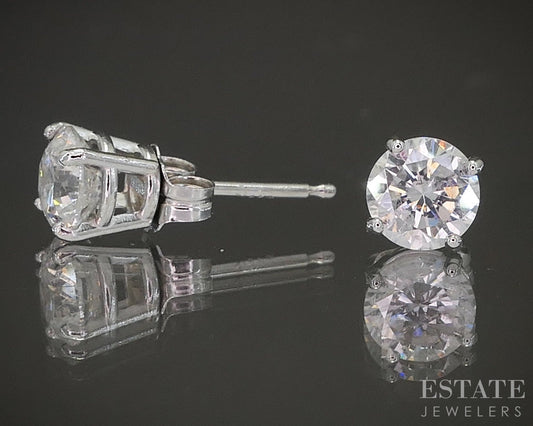 14k White Gold Round Natural 1.12ctw Diamond Stud Earrings p23055