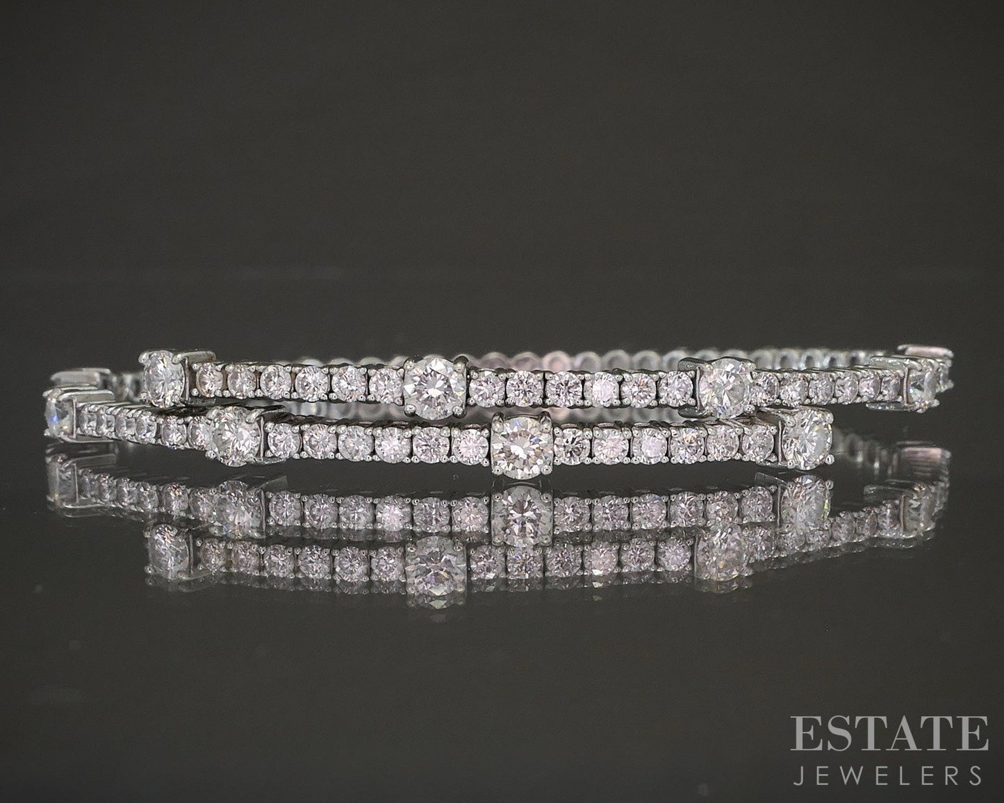 14k White Gold Natural 2.94ctw Diamond Flex Bypass Bangle Bracelet 11.5g p23059
