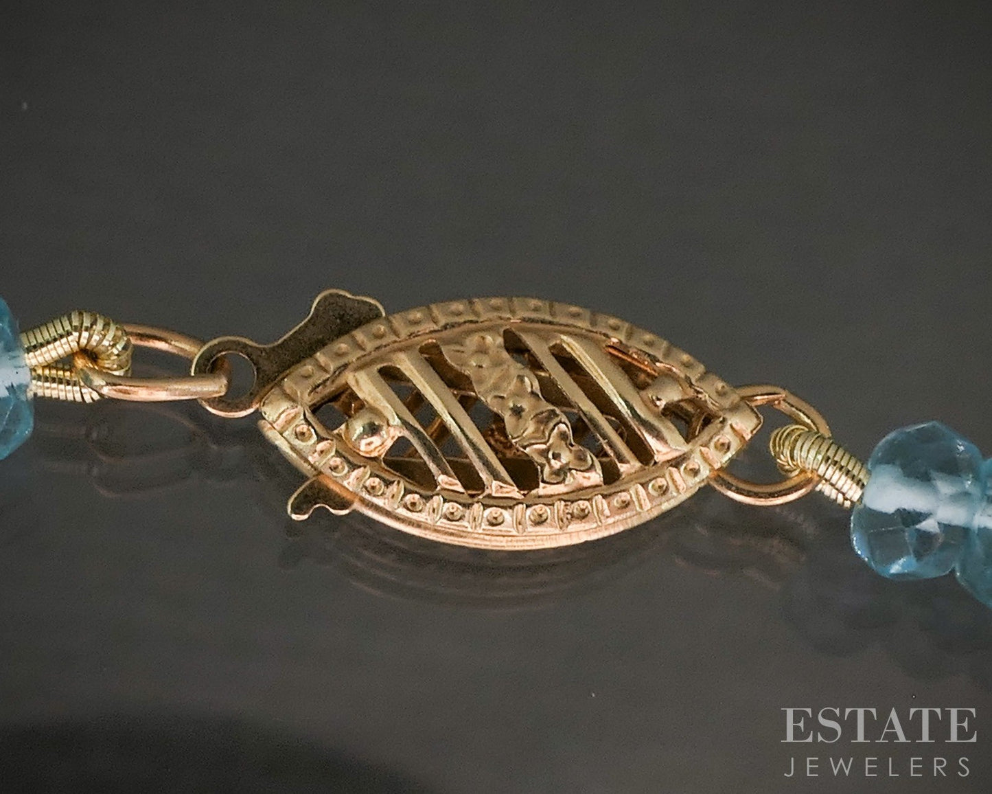 14k Yellow Gold 3.5mm Natural Apatite Beaded Bracelet 4.3g 7"L p23176