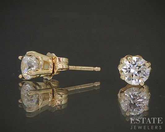 14k Yellow Gold Round Natural .59ctw Diamond Stud Earrings p23042