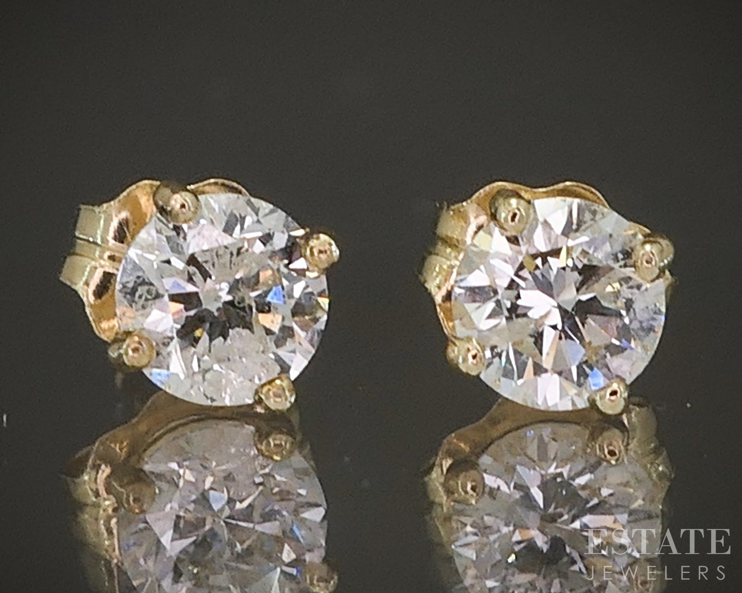14k Yellow Gold Round Natural .59ctw Diamond Stud Earrings p23042