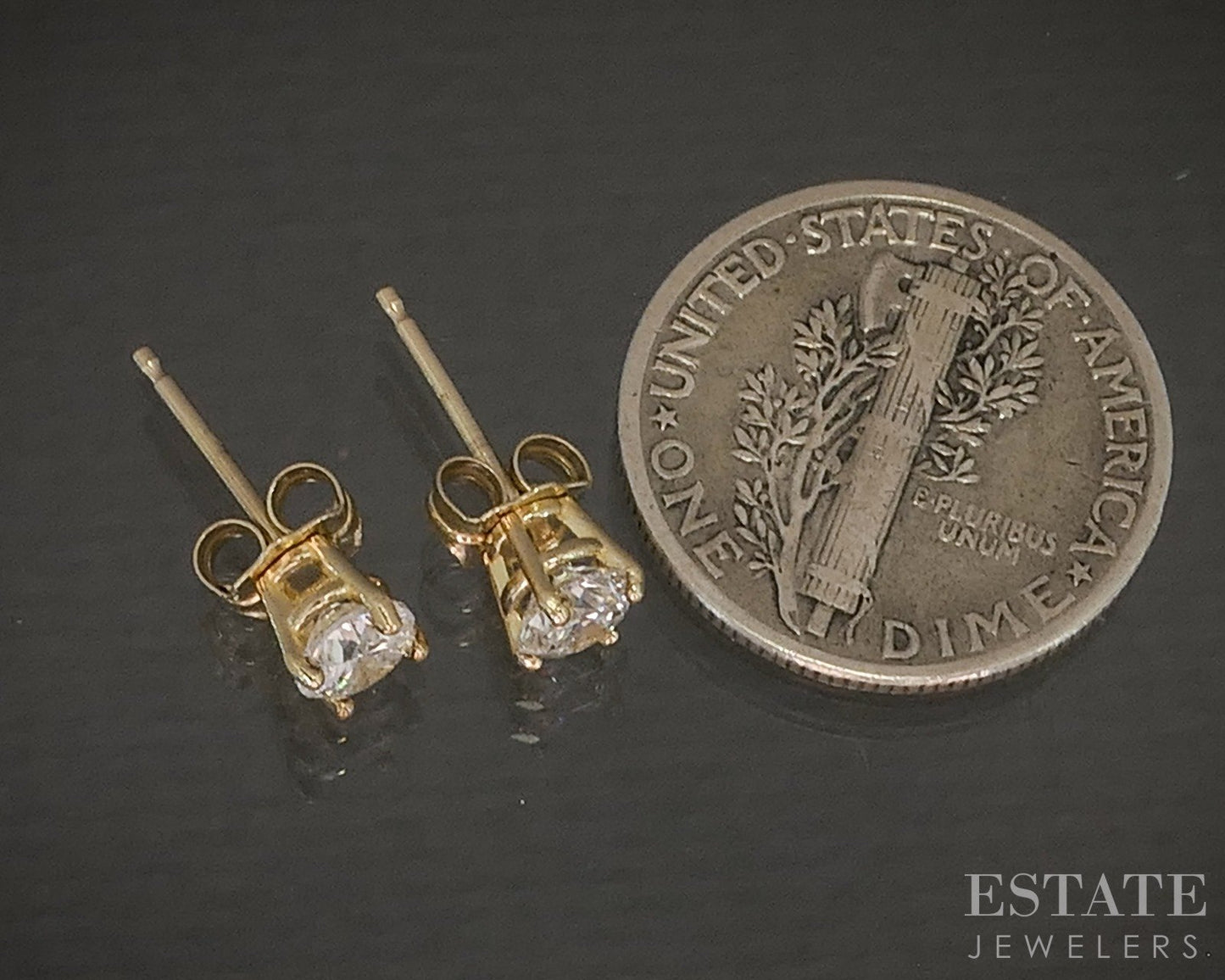 14k Yellow Gold Round Natural .59ctw Diamond Stud Earrings p23042