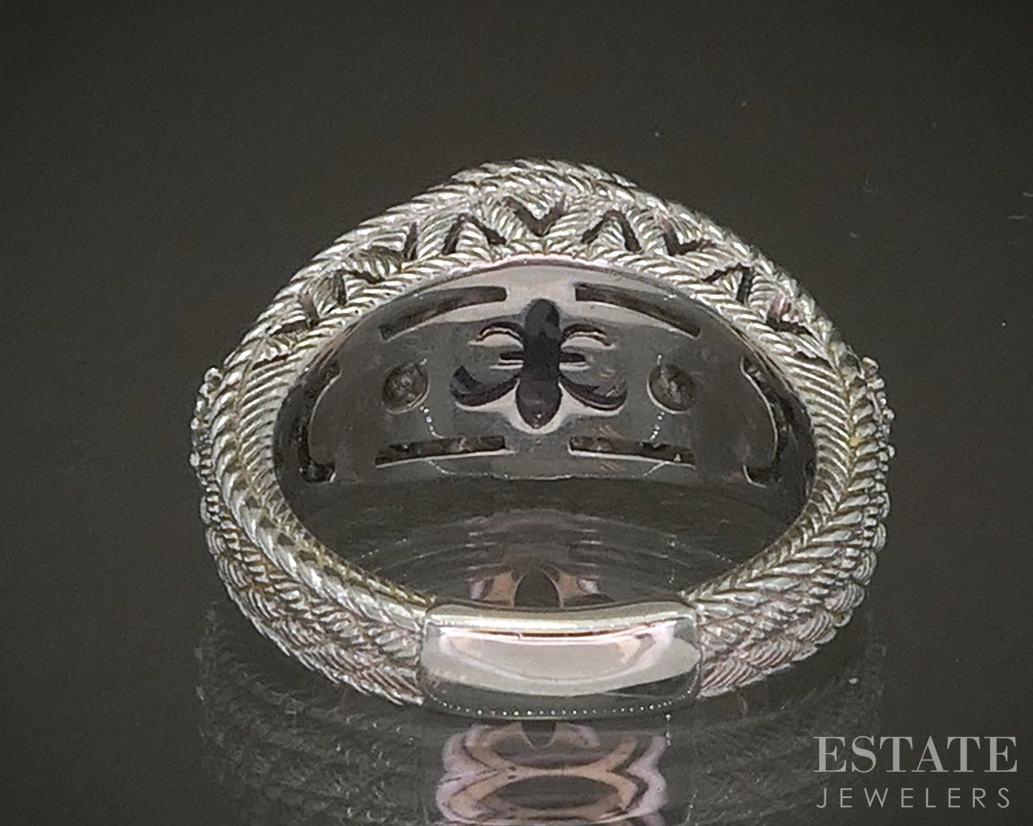 Sterling Silver Judith Ripka Natural Amethyst & CZ Band Ring 11.6g p24369