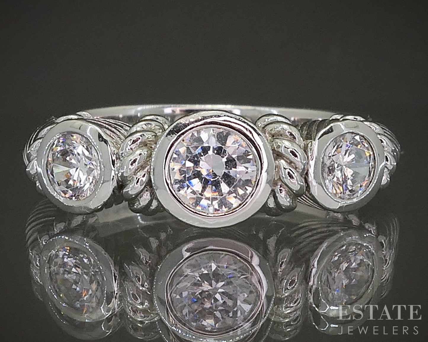 Sterling Silver Judith Ripka CZ Cable Ladies Band Ring 6.2g p24371