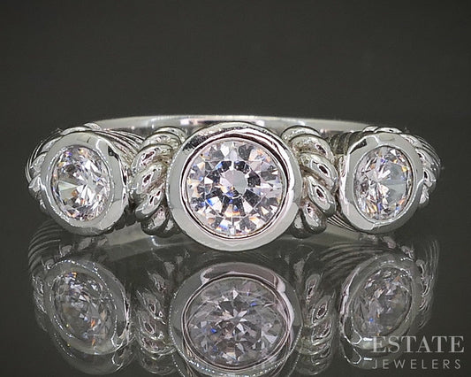 Sterling Silver Judith Ripka CZ Cable Ladies Band Ring 6.2g p24371