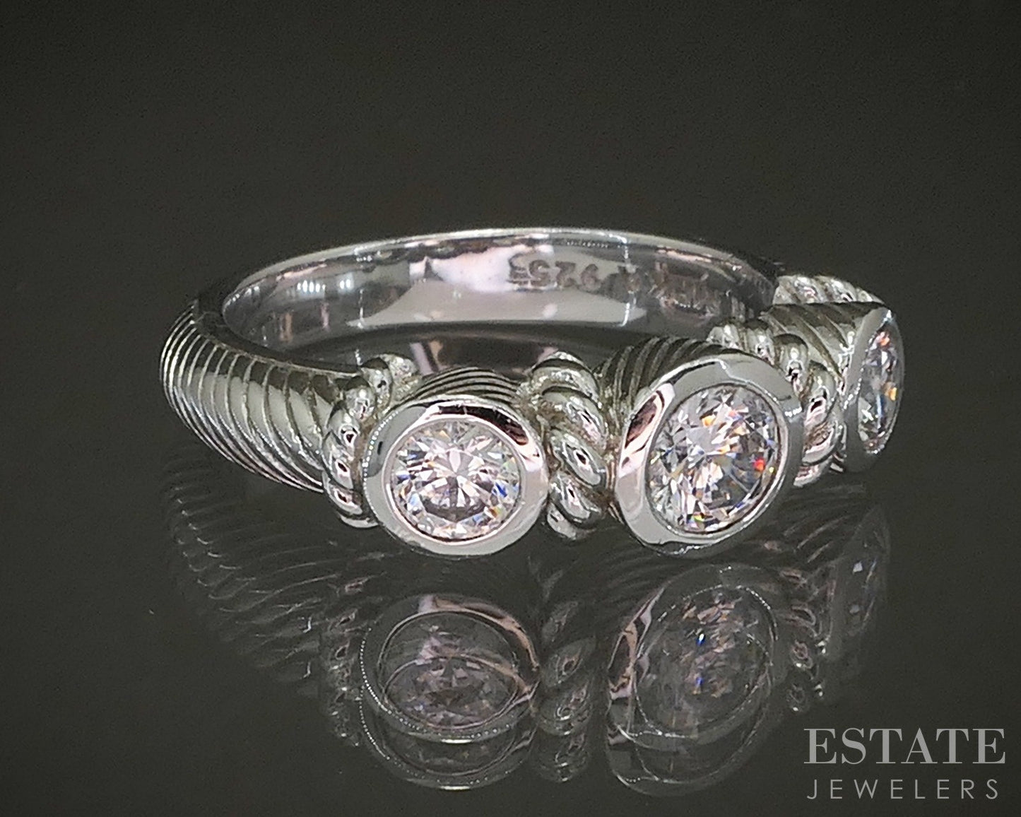 Sterling Silver Judith Ripka CZ Cable Ladies Band Ring 6.2g p24371