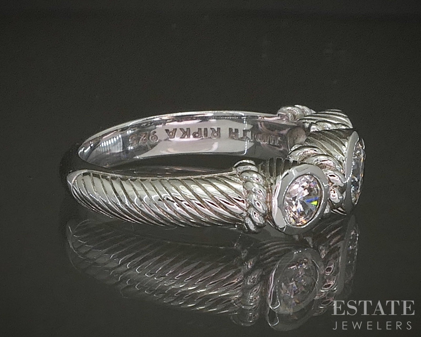 Sterling Silver Judith Ripka CZ Cable Ladies Band Ring 6.2g p24371