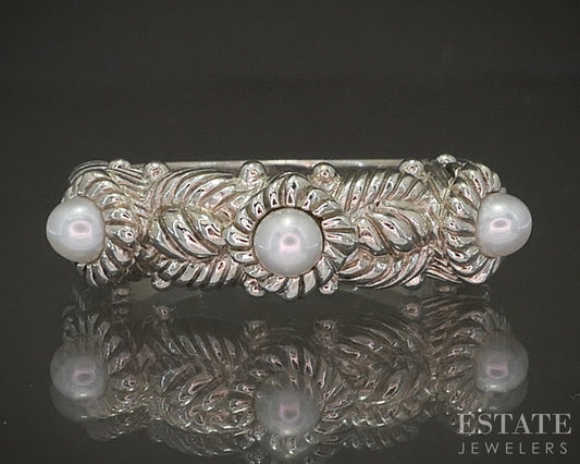 Sterling Silver Judith Ripka 3mm Pearl Ladies Band Ring 6.1g p24372
