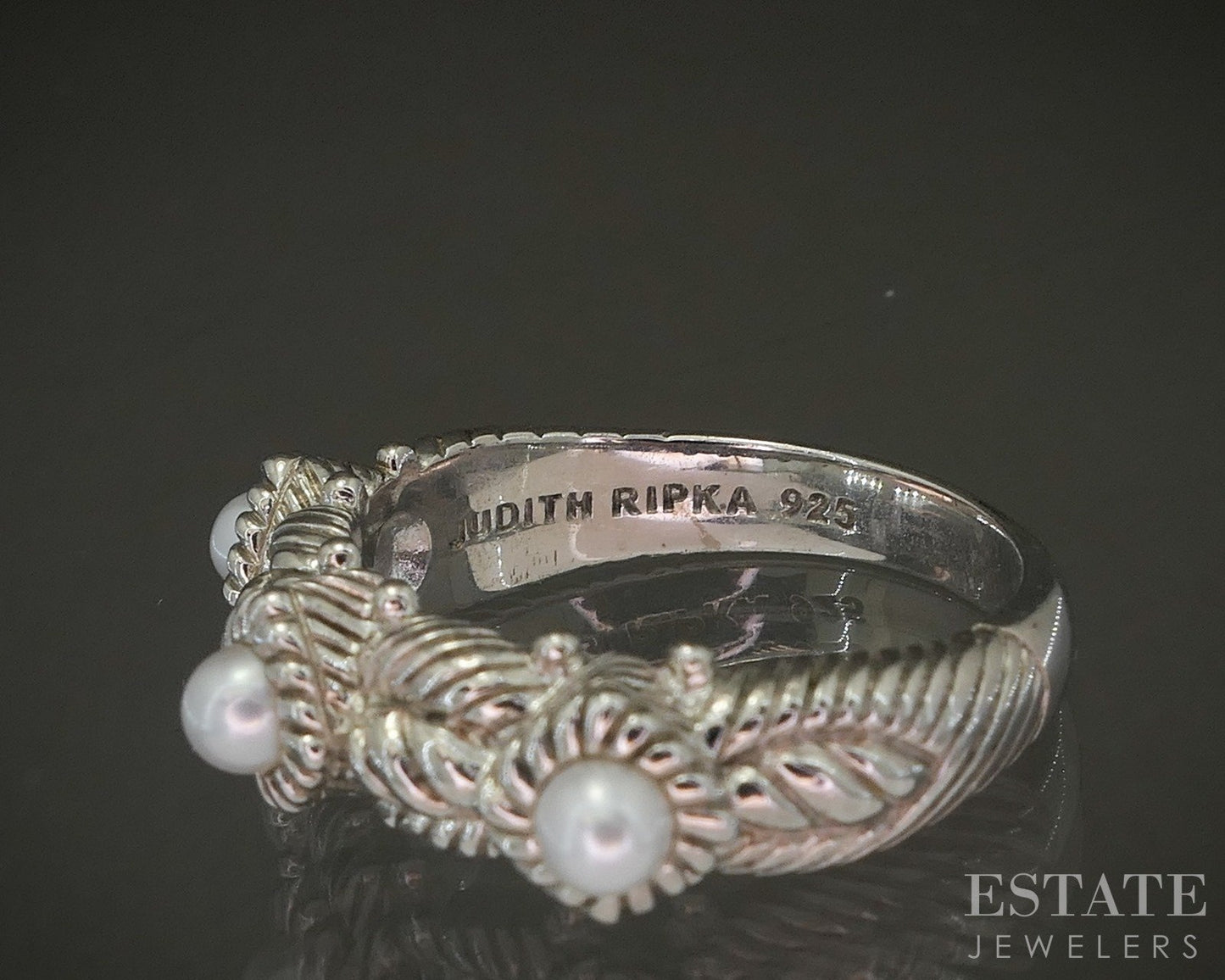 Sterling Silver Judith Ripka 3mm Pearl Ladies Band Ring 6.1g p24372