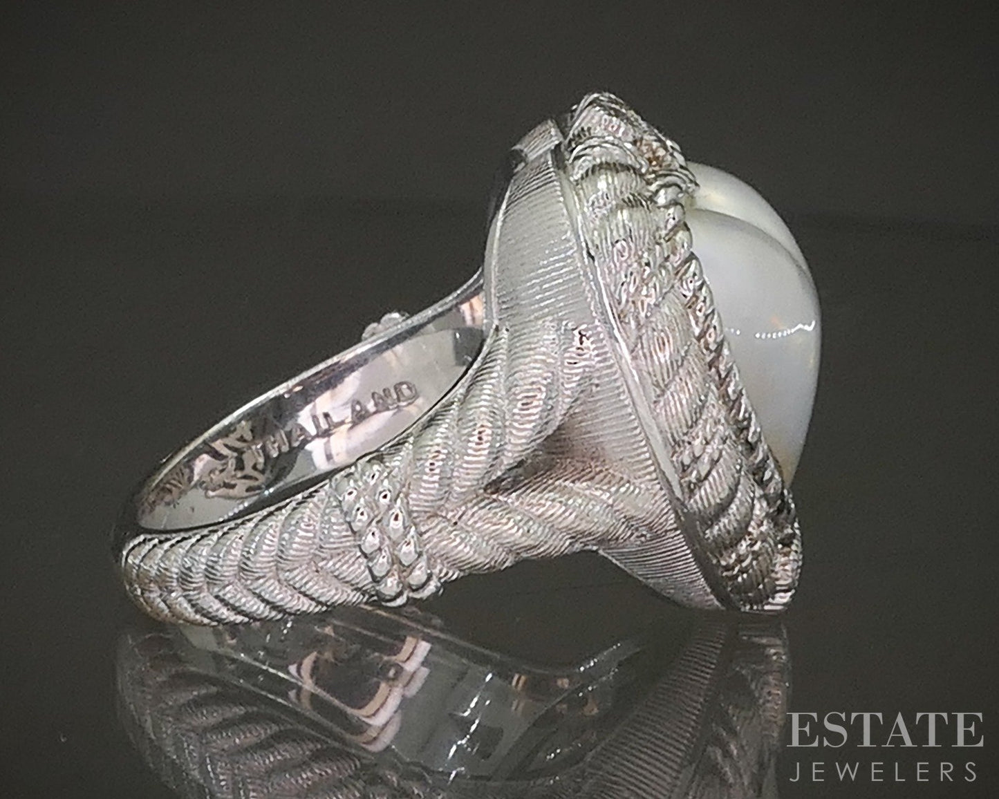 Sterling Silver Judith Ripka Heart Mabe Pearl & CZ Ladies Ring 14g p24373