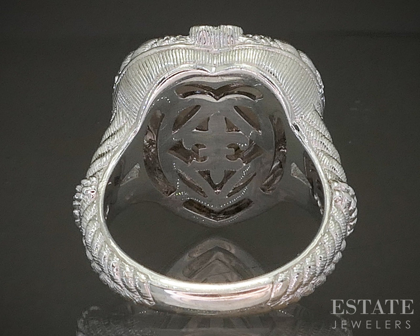 Sterling Silver Judith Ripka Heart Mabe Pearl & CZ Ladies Ring 14g p24373