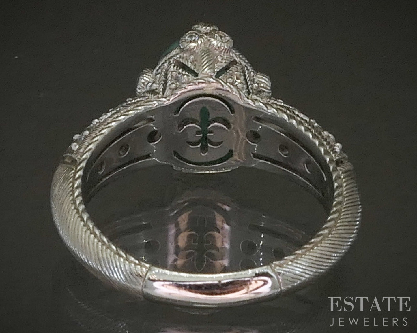 Sterling Silver Judith Ripka Natural Emerald & CZ Band Ring 6.7g p24374