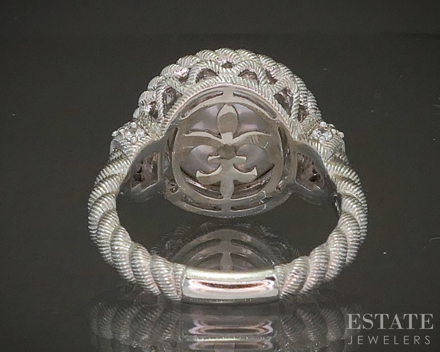 Sterling Silver Judith Ripka Mabe Pearl & CZ Ladies Ring 9.0g p24376
