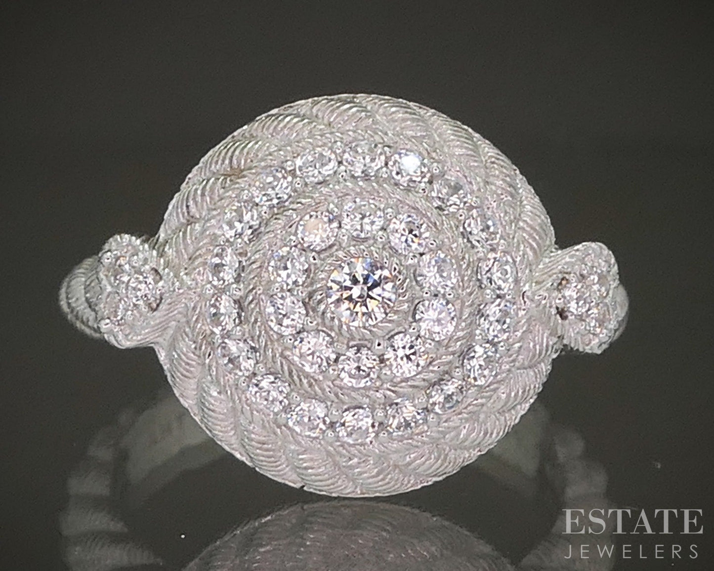 Sterling Silver Judith Ripka CZ Cable Ladies Band Ring 6.7g p24380