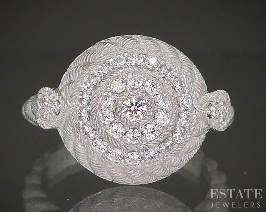 Sterling Silver Judith Ripka CZ Cable Ladies Band Ring 6.7g p24380