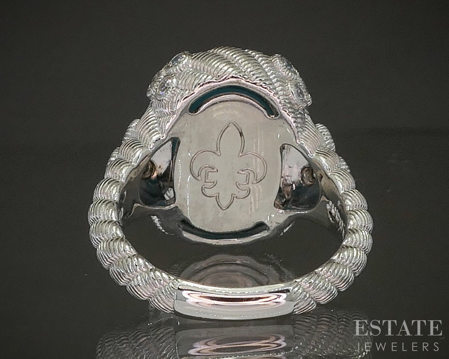Sterling Silver Judith Ripka Turquoise Doublet & CZ Ladies Ring 12.8g p24383