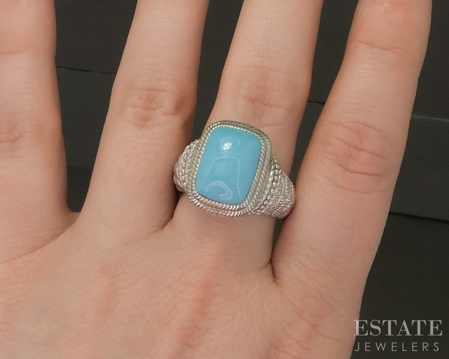 Sterling Silver Judith Ripka Sleeping Beauty Turquoise Ladies Ring 15.3g p24384