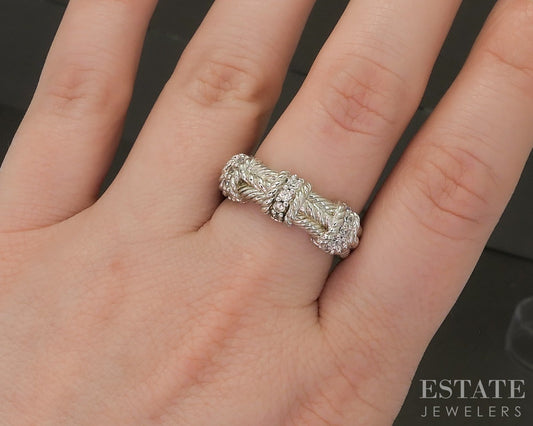 Sterling Silver Judith Ripka CZ Cable Ladies Band Ring 8.7g p24389