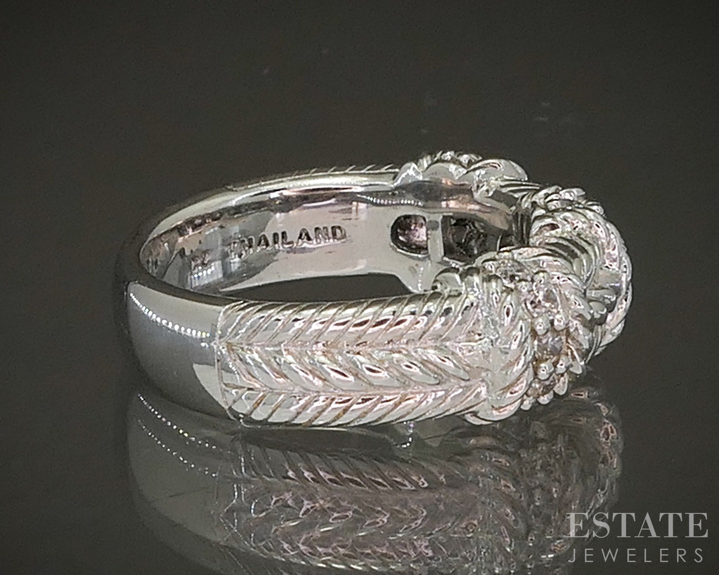 Sterling Silver Judith Ripka CZ Cable Ladies Band Ring 8.7g p24389