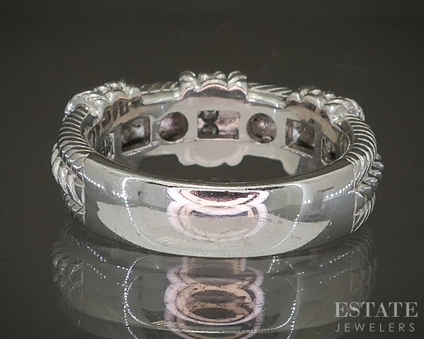 Sterling Silver Judith Ripka CZ Cable Ladies Band Ring 8.7g p24389