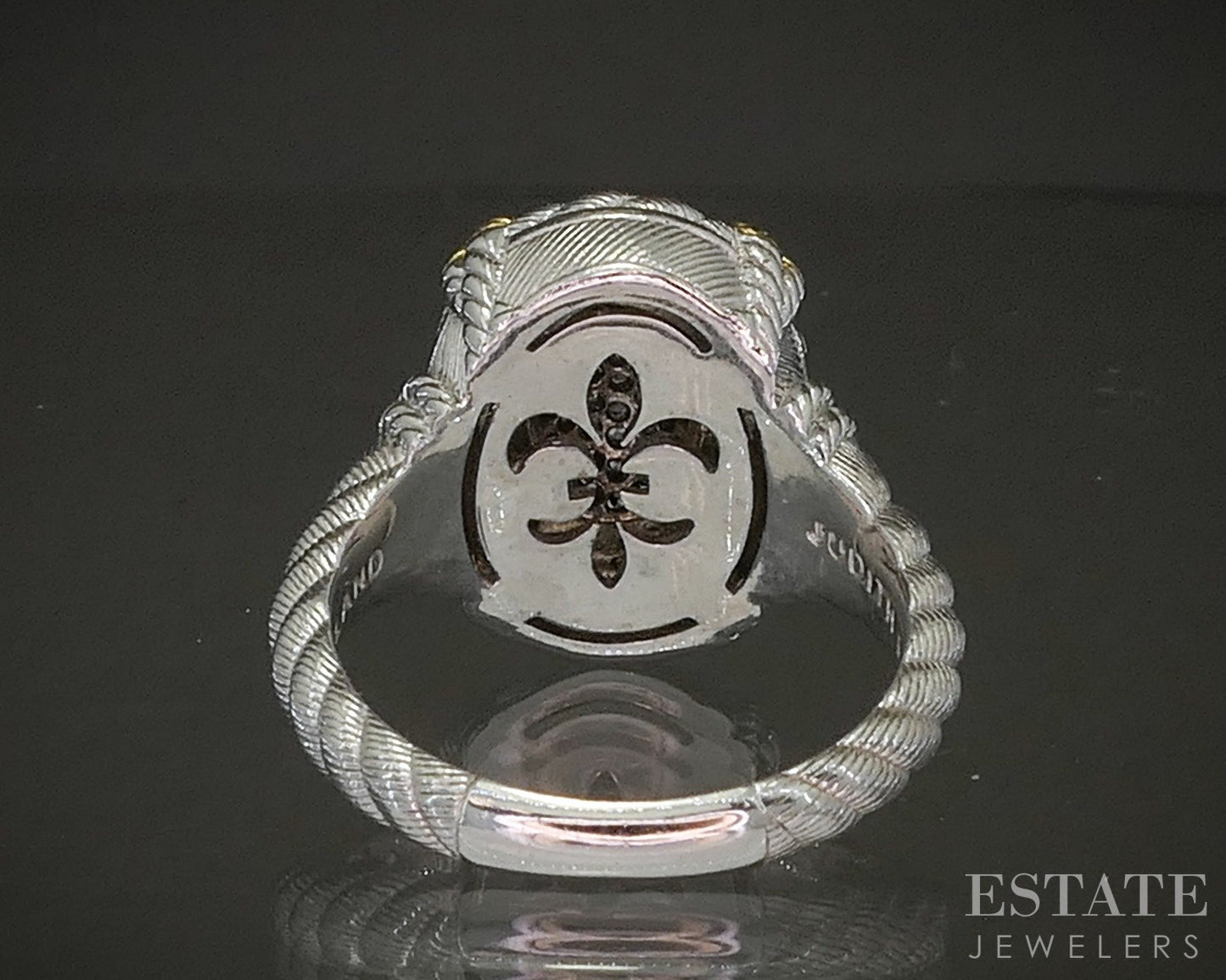 Sterling Silver Gold Judith Ripka CZ Cable Oval Ladies Band Ring 12.4g p24401