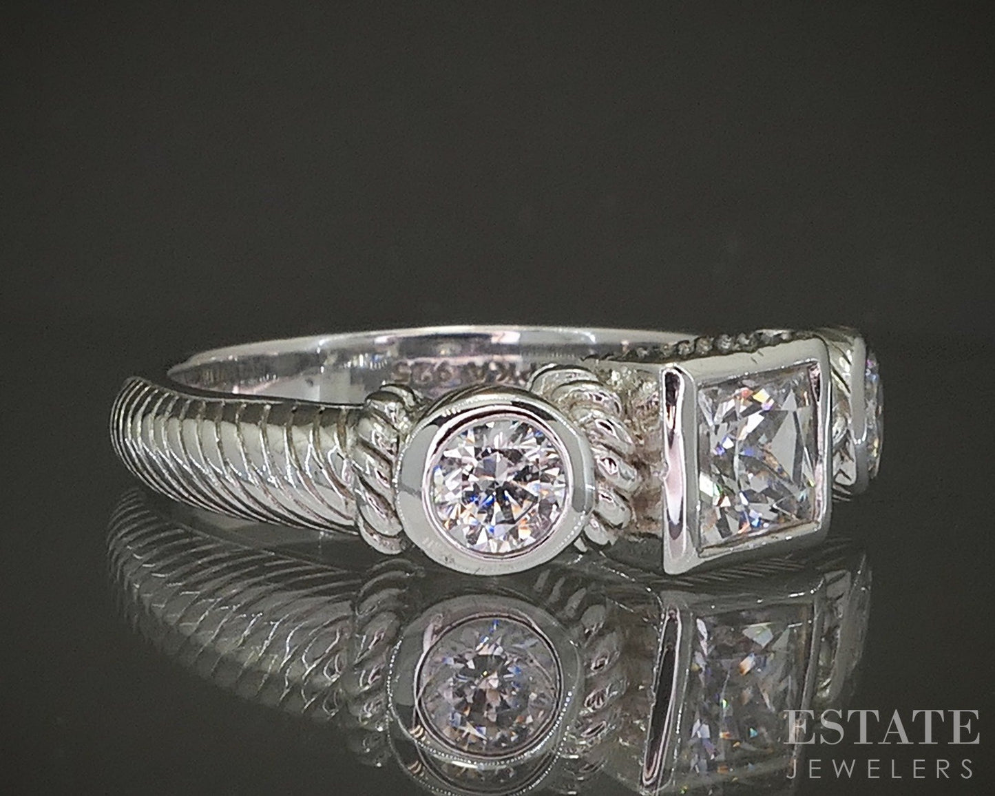 Sterling Silver Judith Ripka CZ Cable Ladies Band Ring 6.1g p24406