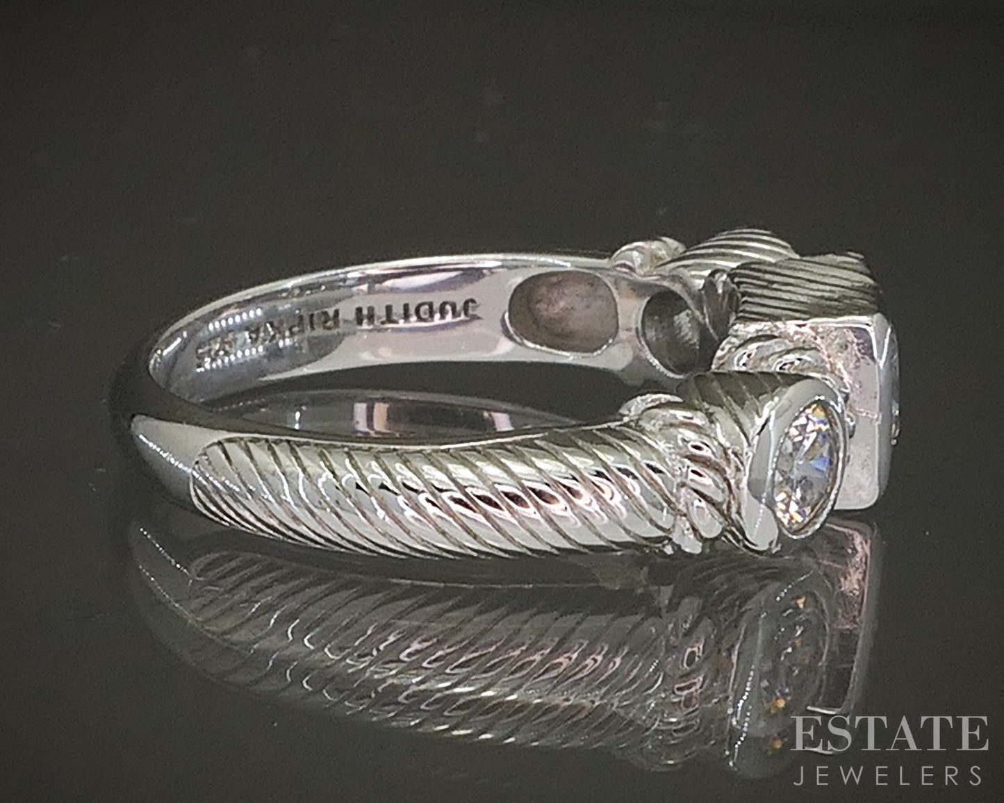 Sterling Silver Judith Ripka CZ Cable Ladies Band Ring 6.1g p24406