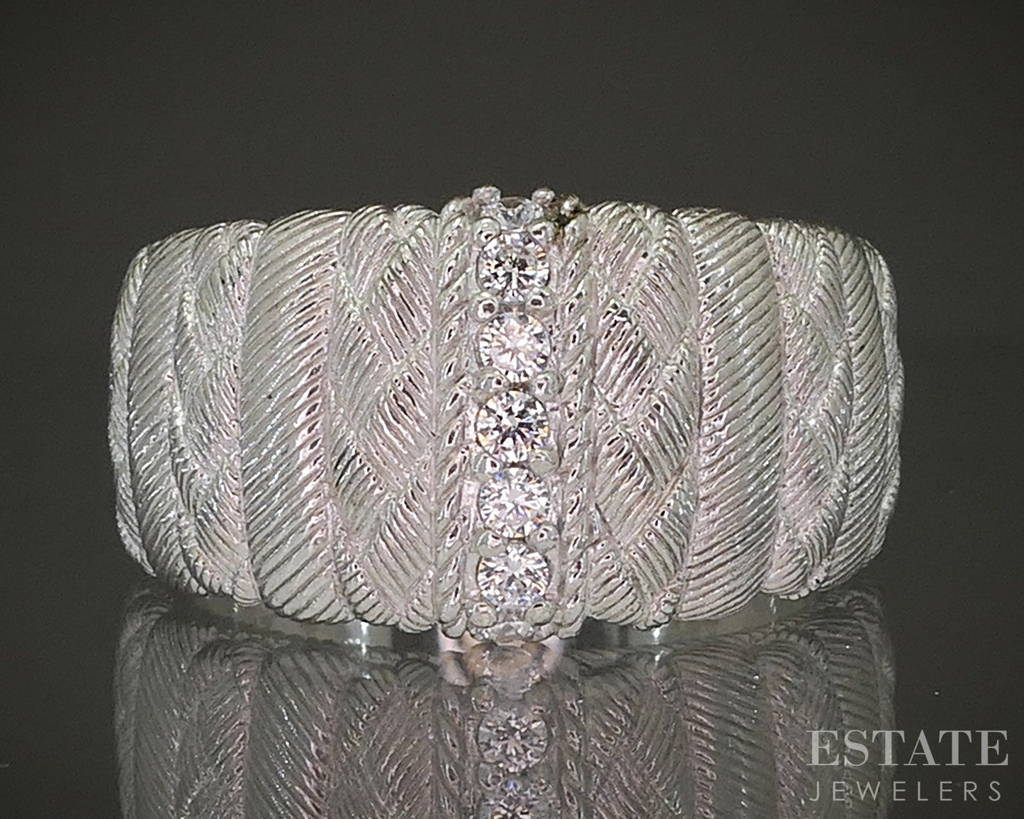 Sterling Silver Judith Ripka CZ Braided Cable Ladies Band Ring 11.1g p24407