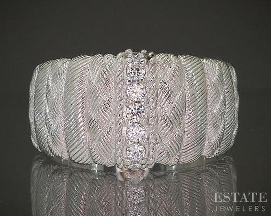 Sterling Silver Judith Ripka CZ Braided Cable Ladies Band Ring 11.1g p24407