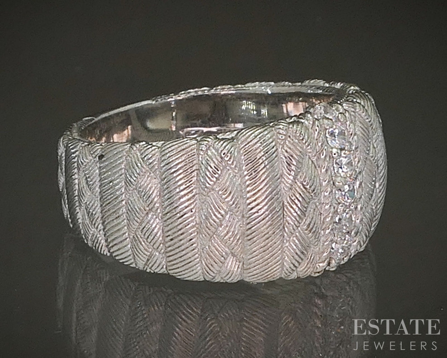 Sterling Silver Judith Ripka CZ Braided Cable Ladies Band Ring 11.1g p24407