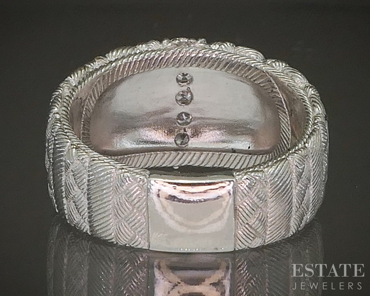 Sterling Silver Judith Ripka CZ Braided Cable Ladies Band Ring 11.1g p24407