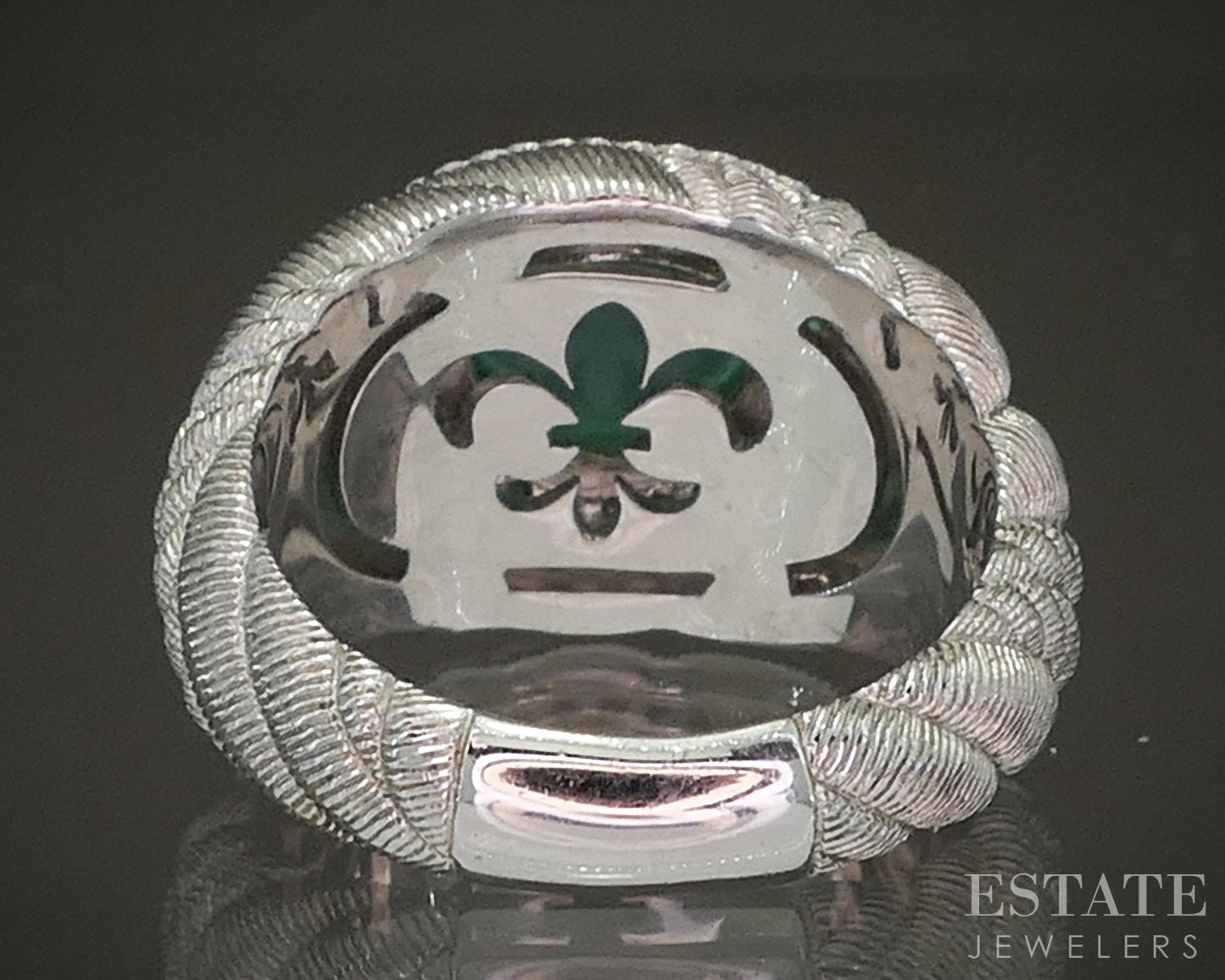 Sterling Silver Judith Ripka Green Chalcedony & Emerald Band Ring 13.5g p24411