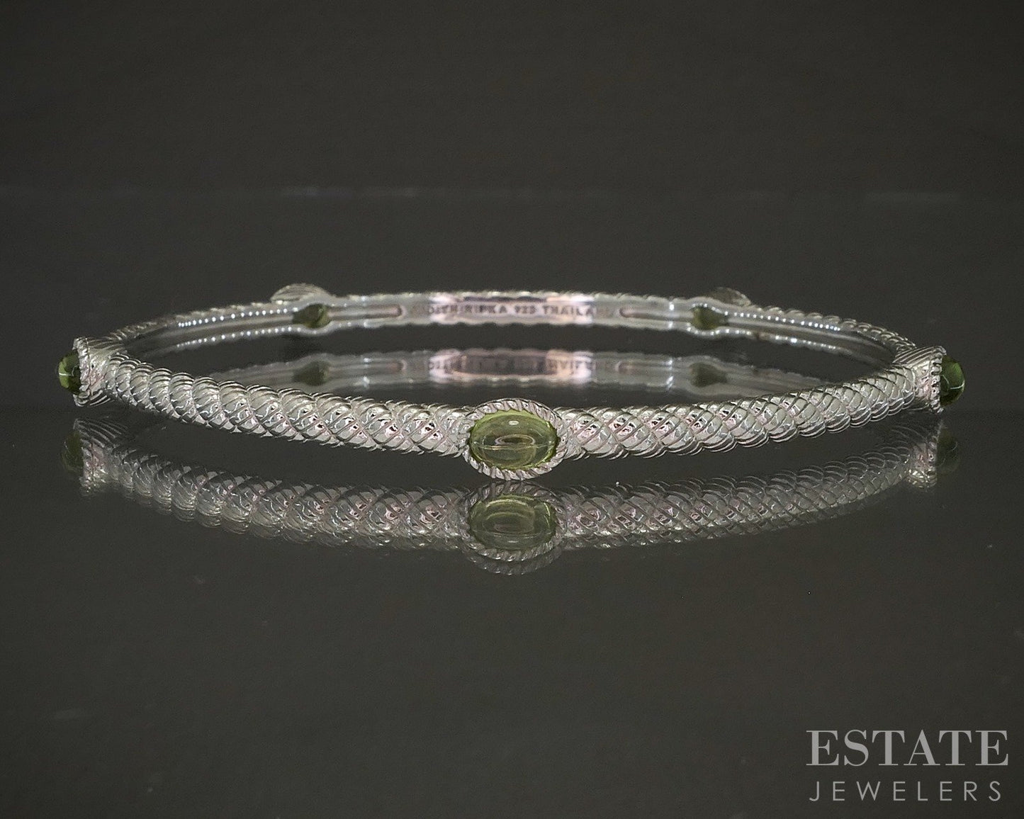 Sterling Silver Judith Ripka Natural Peridot Cable Bangle Bracelet 15.4g p24412