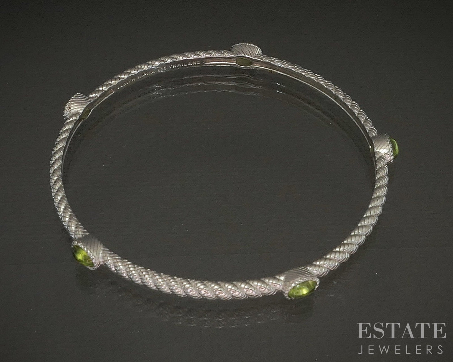 Sterling Silver Judith Ripka Natural Peridot Cable Bangle Bracelet 15.4g p24412