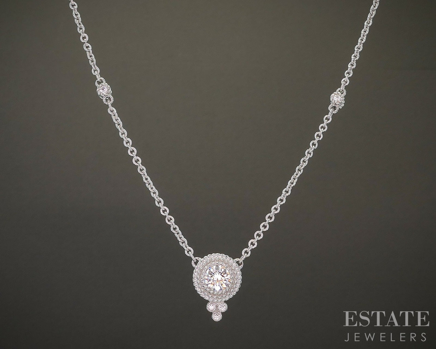 Sterling Judith Ripka Round CZ Cable Chain Necklace 8.1g 20"L p24440
