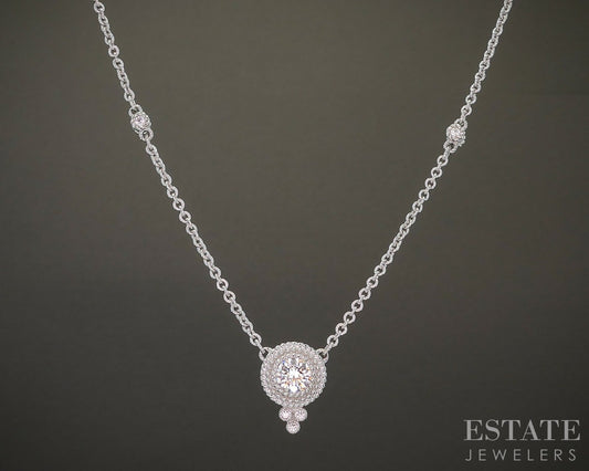 Sterling Judith Ripka Round CZ Cable Chain Necklace 8.1g 20"L p24440