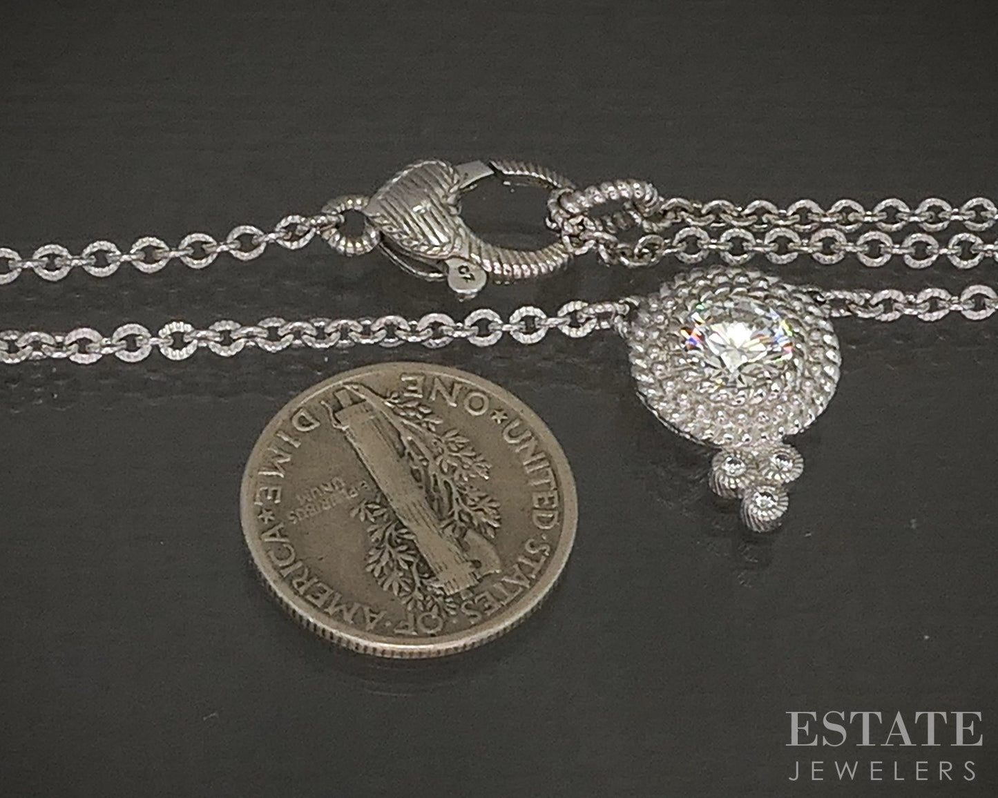 Sterling Judith Ripka Round CZ Cable Chain Necklace 8.1g 20"L p24440