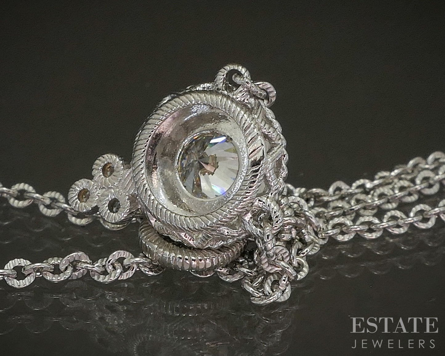 Sterling Judith Ripka Round CZ Cable Chain Necklace 8.1g 20"L p24440