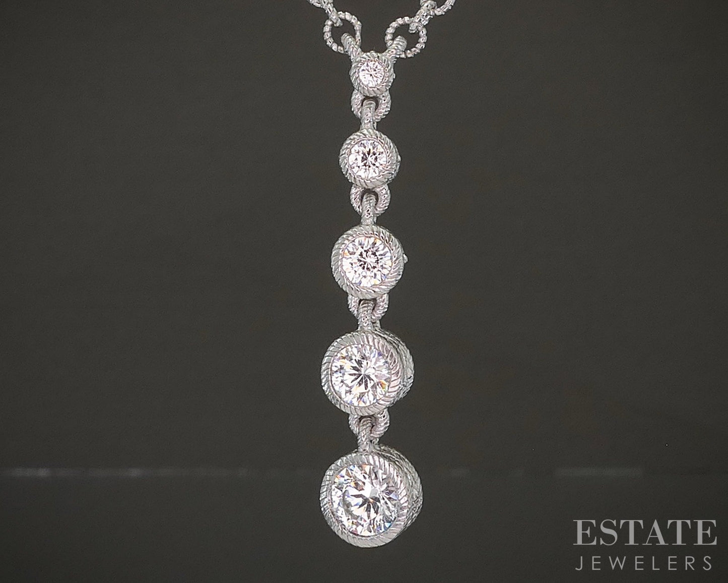 Sterling Judith Ripka CZ Journey Cable Chain Lariat Necklace 11g 20"L p24441