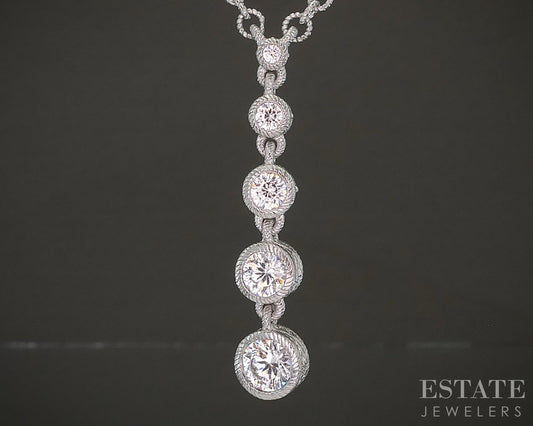 Sterling Judith Ripka CZ Journey Cable Chain Lariat Necklace 11g 20"L p24441