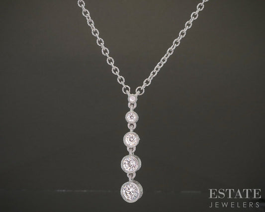 Sterling Judith Ripka CZ Journey Cable Chain Lariat Necklace 11g 20"L p24441