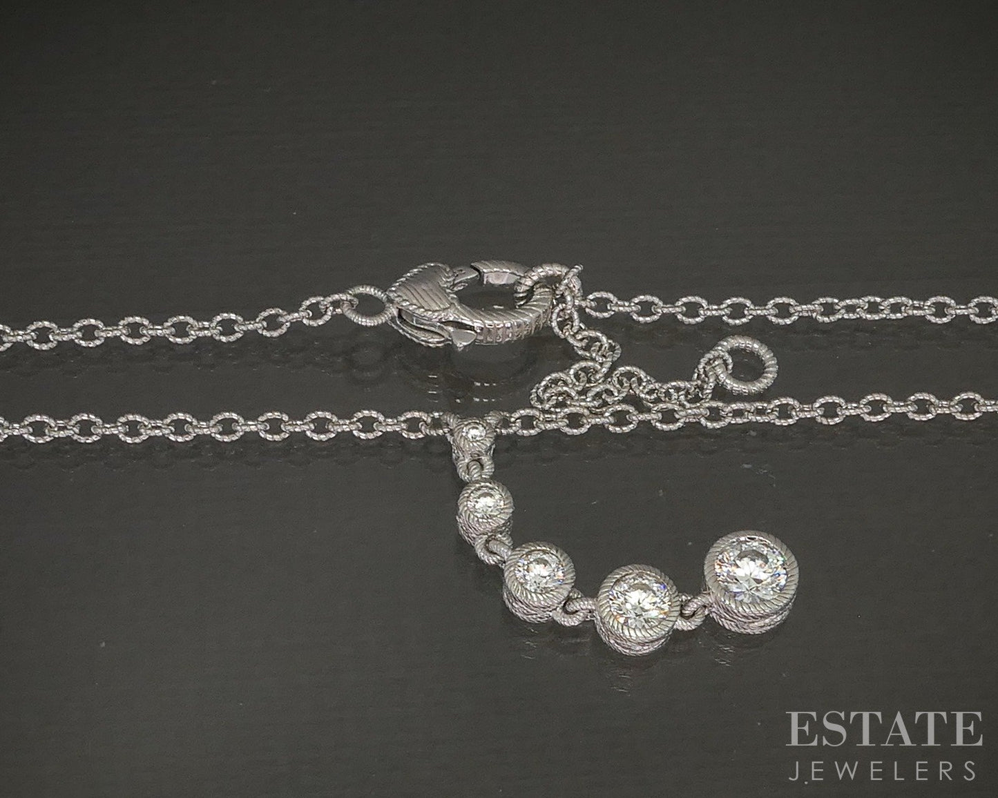Sterling Judith Ripka CZ Journey Cable Chain Lariat Necklace 11g 20"L p24441