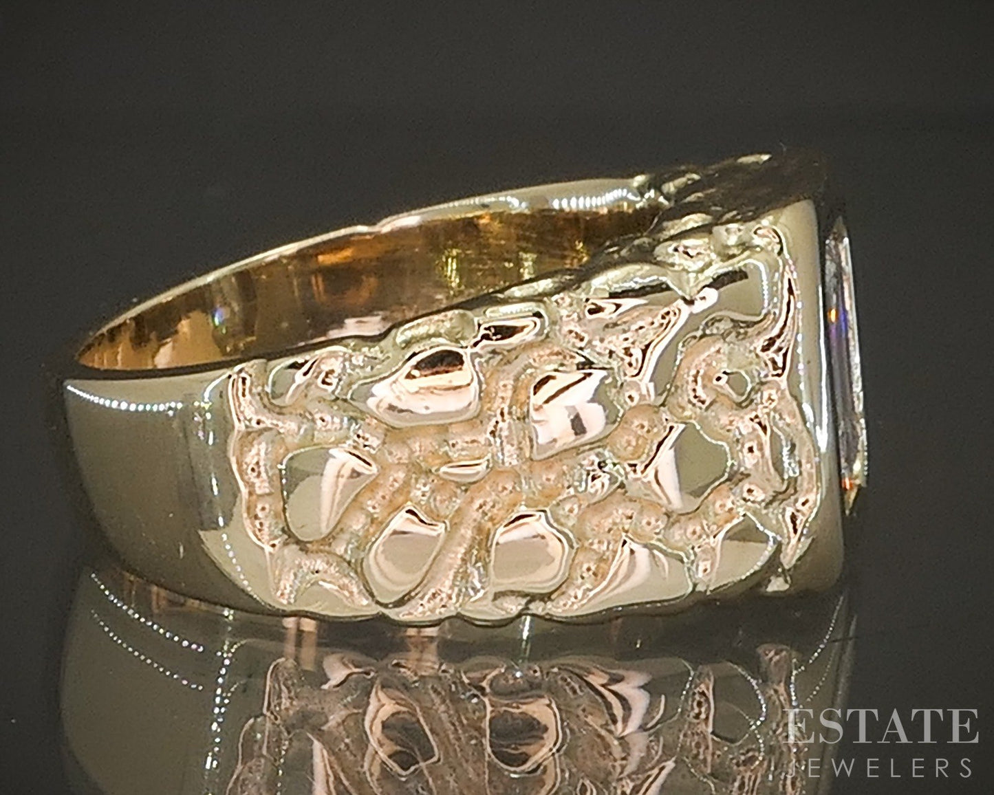 14k Yellow Gold Emerald Natural 1.83ct Diamond Nugget Band Ring 16g p21075