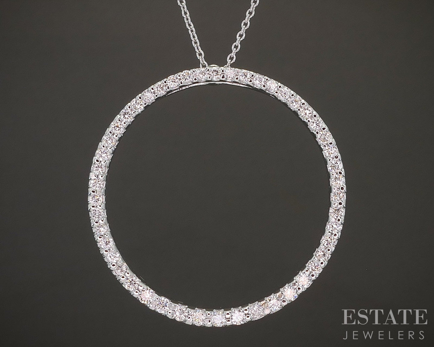 18k White Gold Roberto Coin Natural Diamond Circle of Life Necklace 6g p19144
