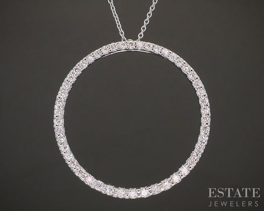 18k White Gold Roberto Coin Natural Diamond Circle of Life Necklace 6g p19144