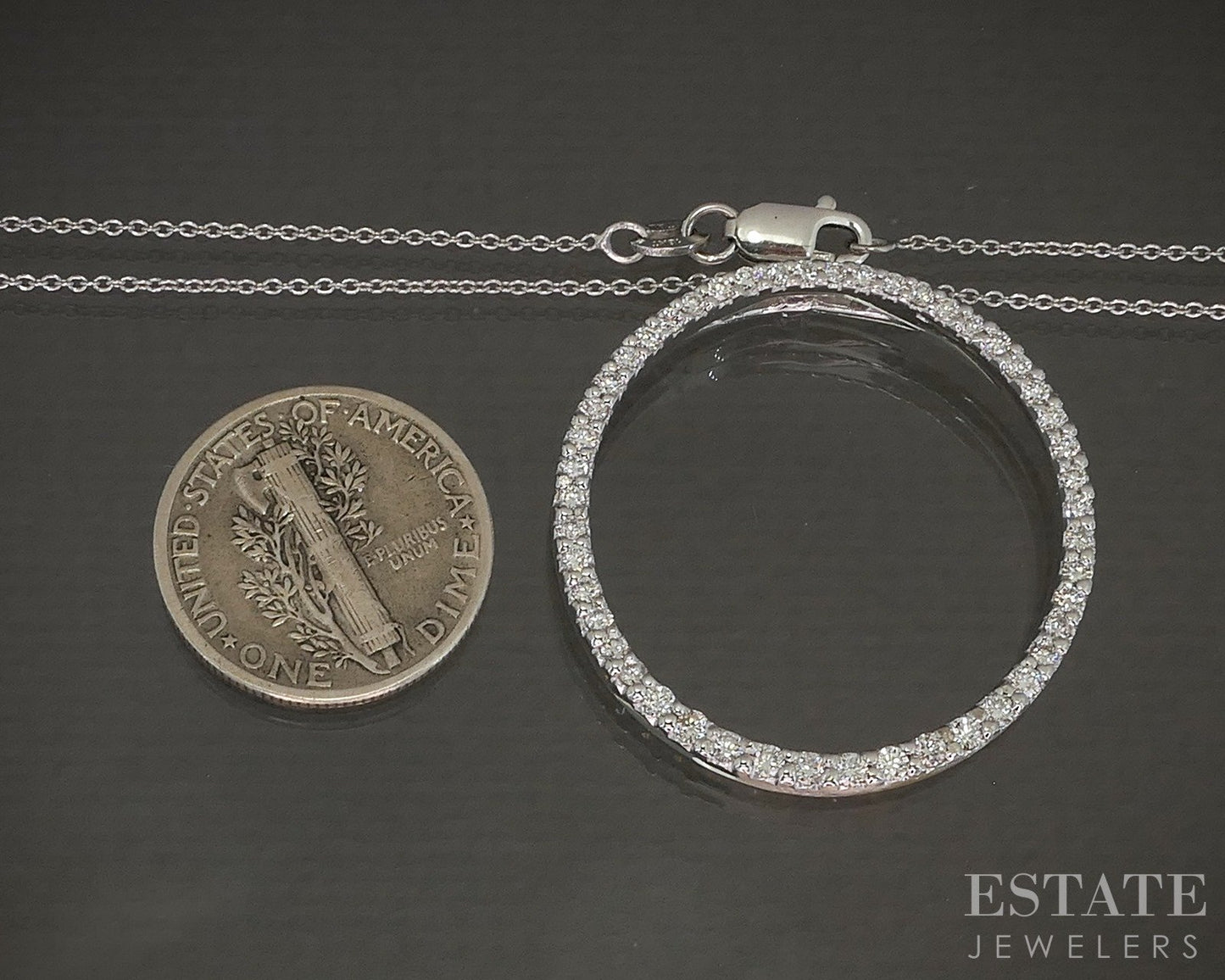 18k White Gold Roberto Coin Natural Diamond Circle of Life Necklace 6g p19144
