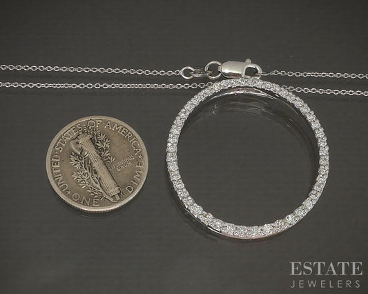 18k White Gold Roberto Coin Natural Diamond Circle of Life Necklace 6g p19144