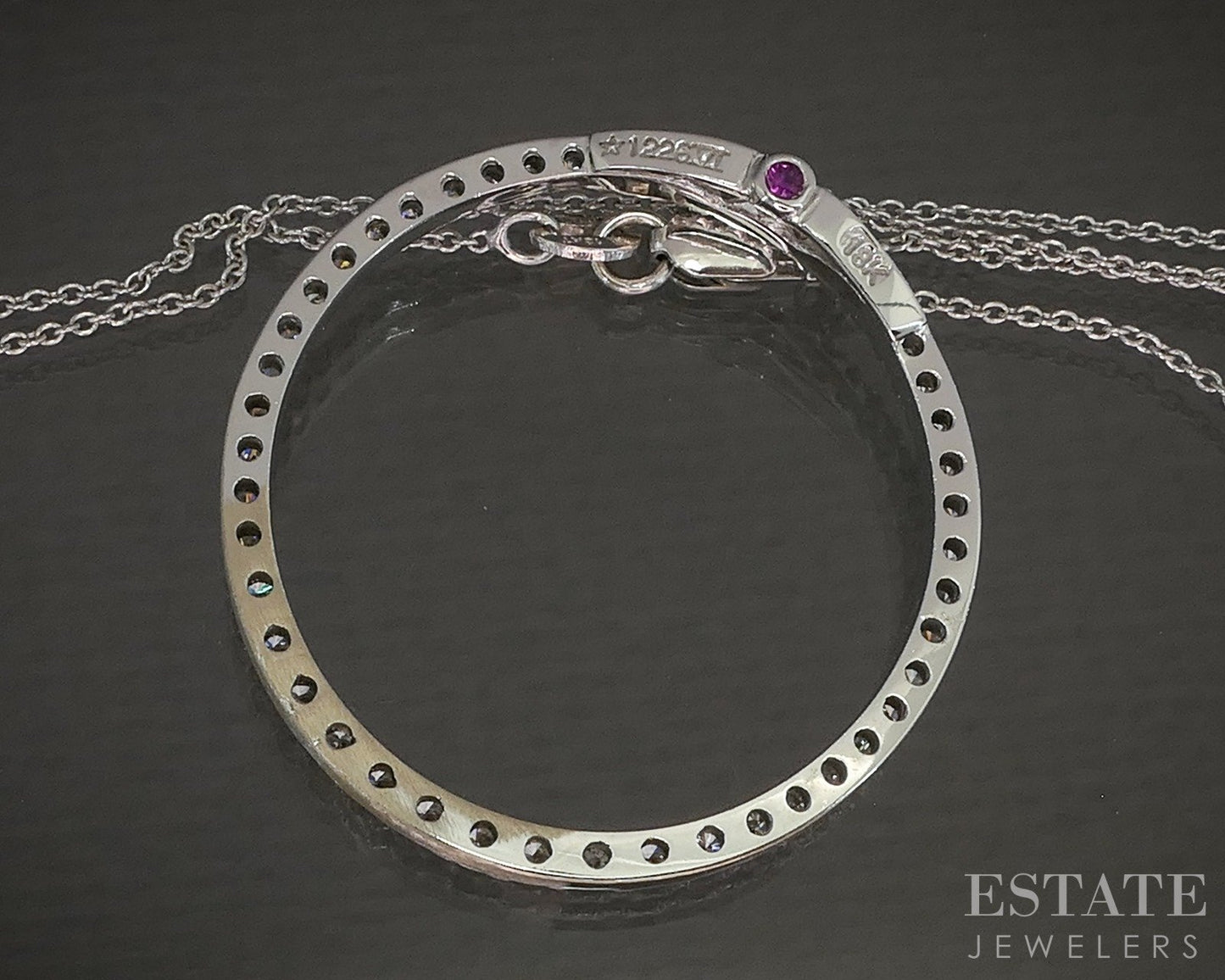 18k White Gold Roberto Coin Natural Diamond Circle of Life Necklace 6g p19144